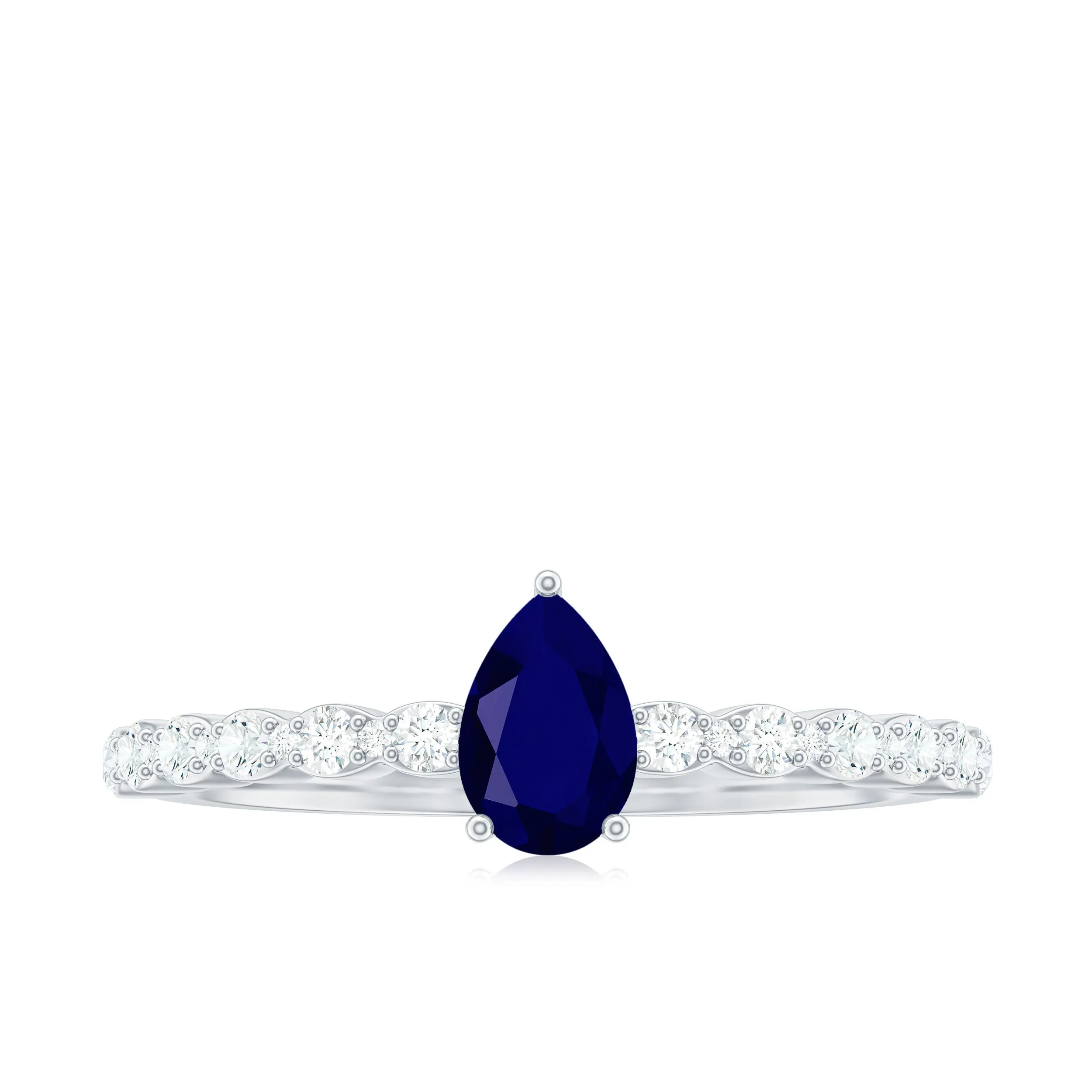 1 CT Minimal Blue Sapphire Solitaire Promise Ring with Diamond