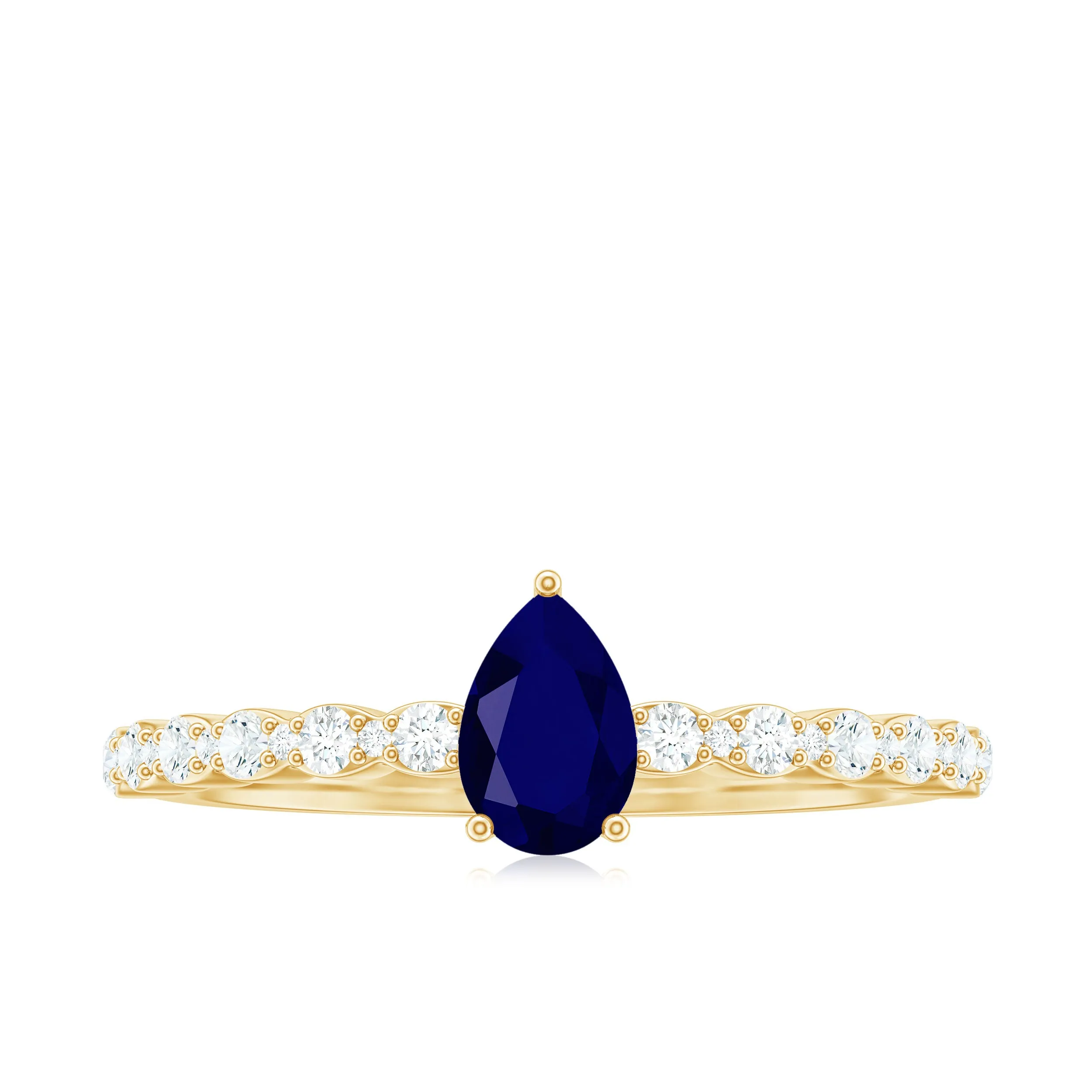 1 CT Minimal Blue Sapphire Solitaire Promise Ring with Diamond