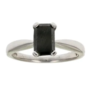 1 cttw Black Emerald Diamond Engagement Ring in 14K White Gold