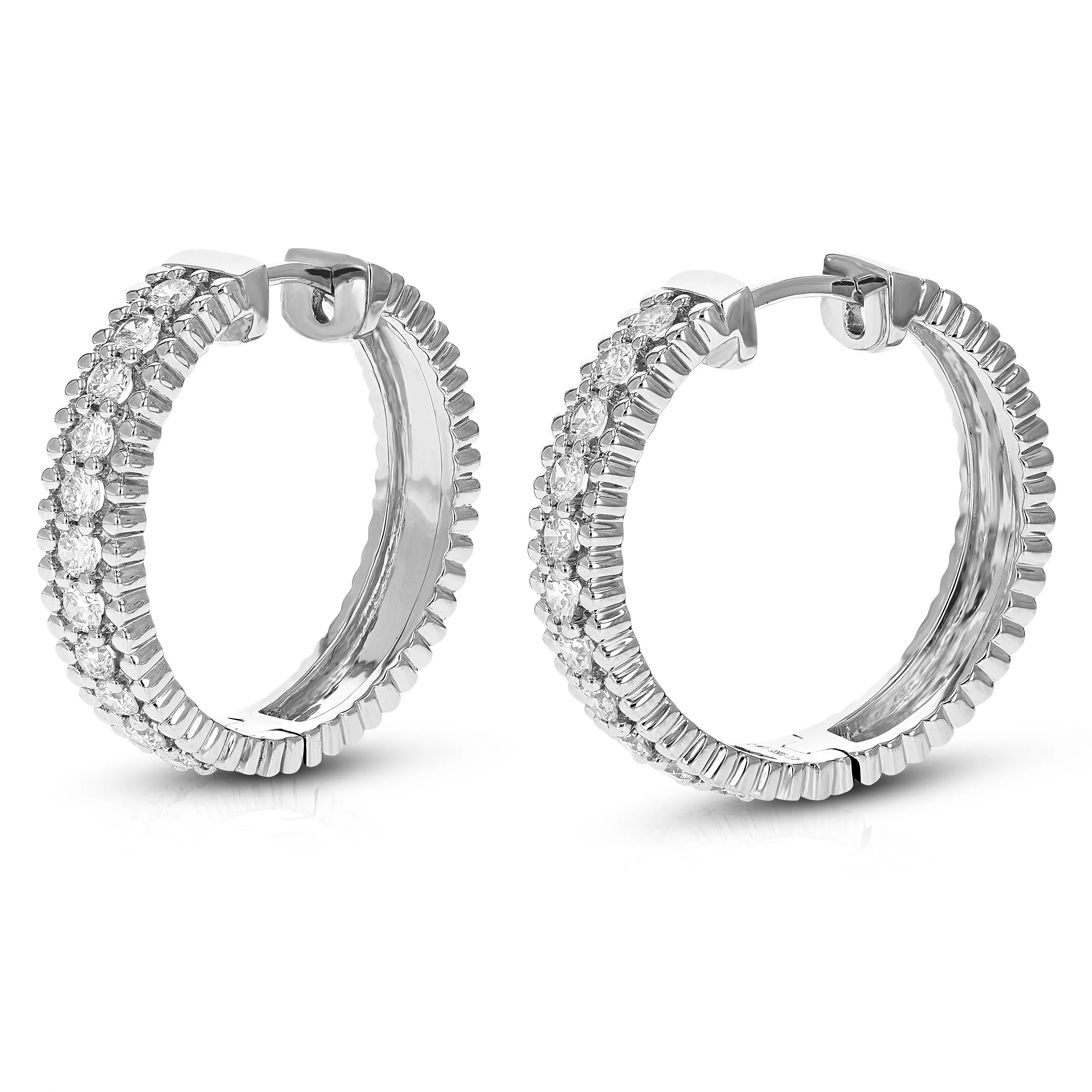 1 cttw Lab Grown Diamond Fashion Hoop Earrings in Sterling Silver