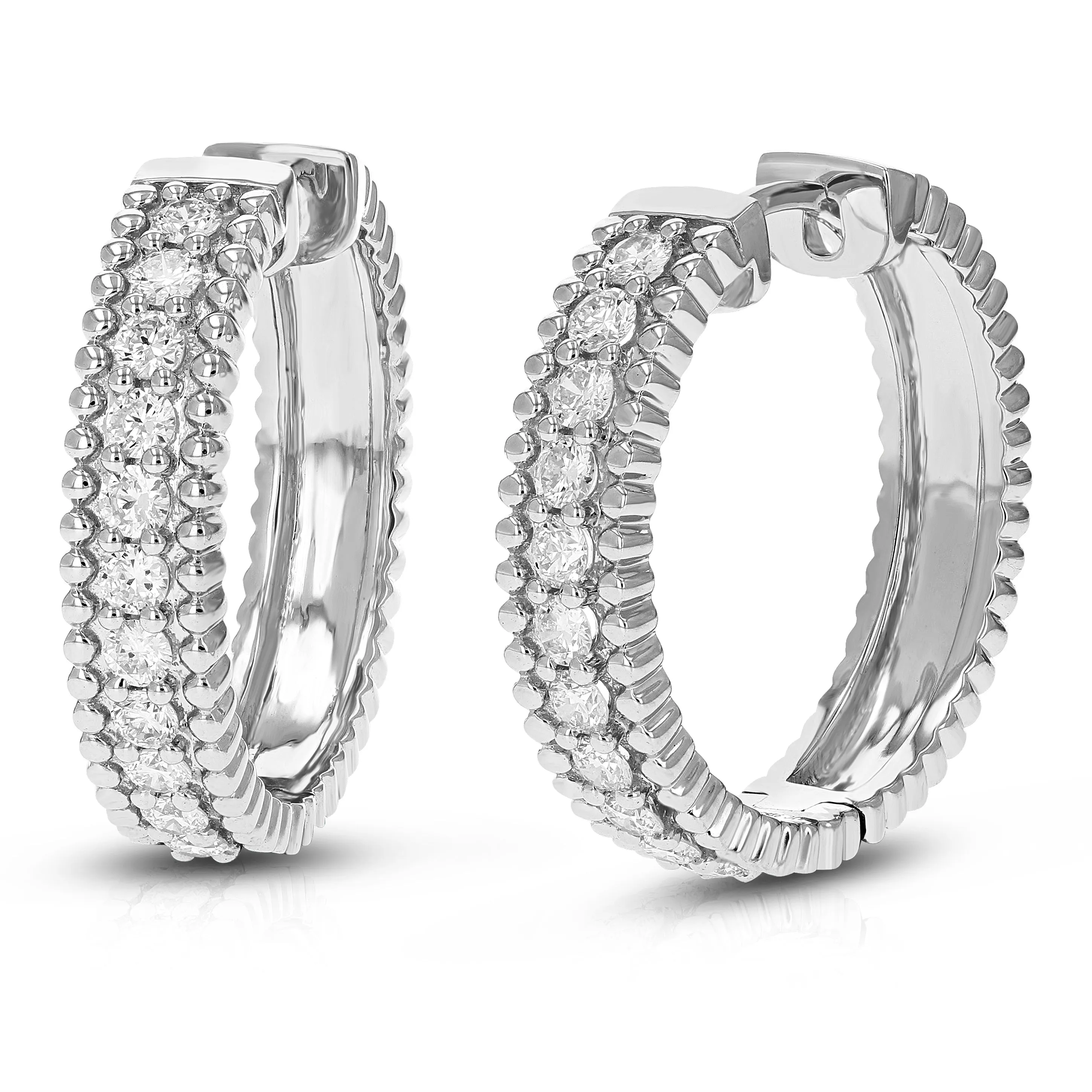 1 cttw Lab Grown Diamond Fashion Hoop Earrings in Sterling Silver