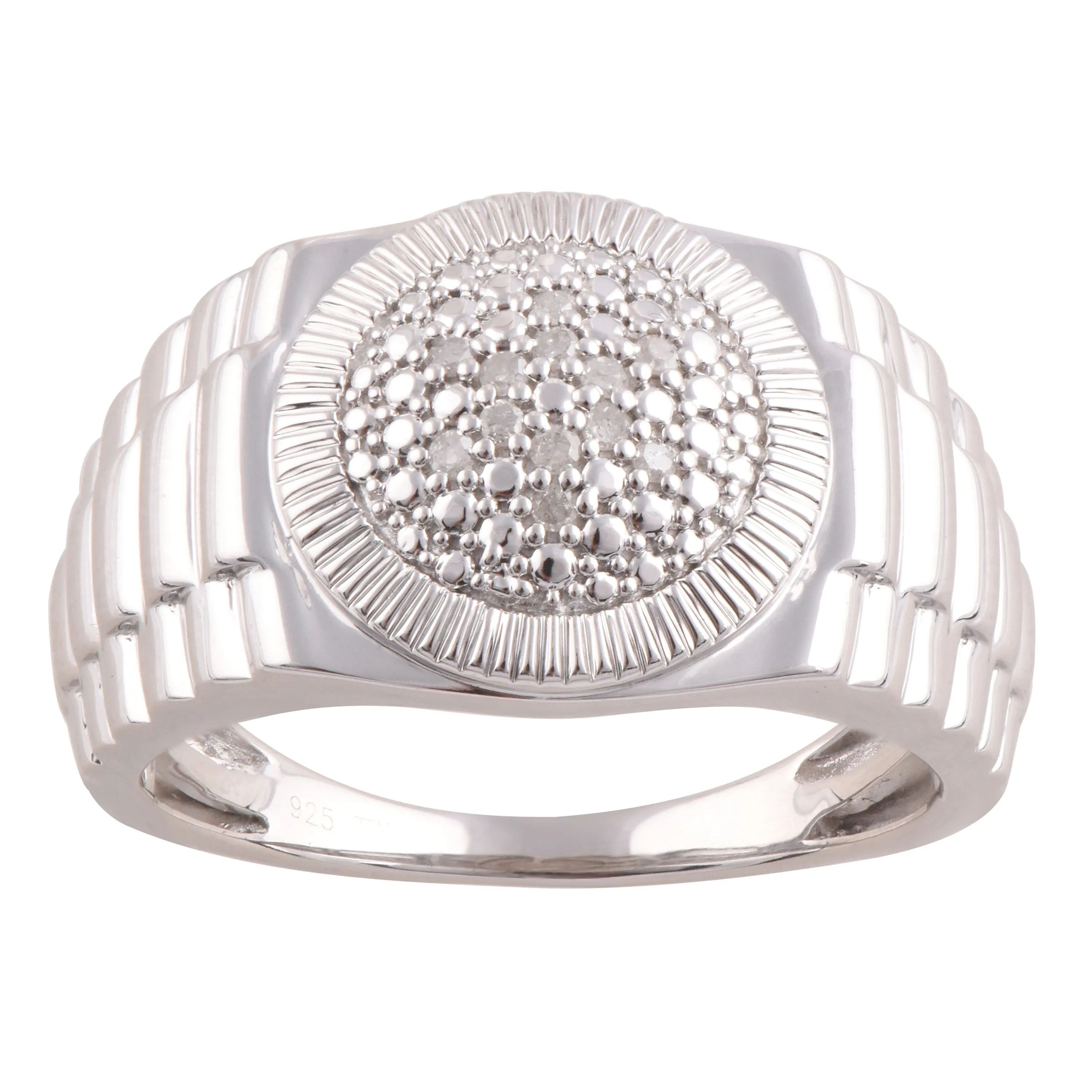 12 Brilliant Cut Diamonds Gents Ring in Sterling Silver