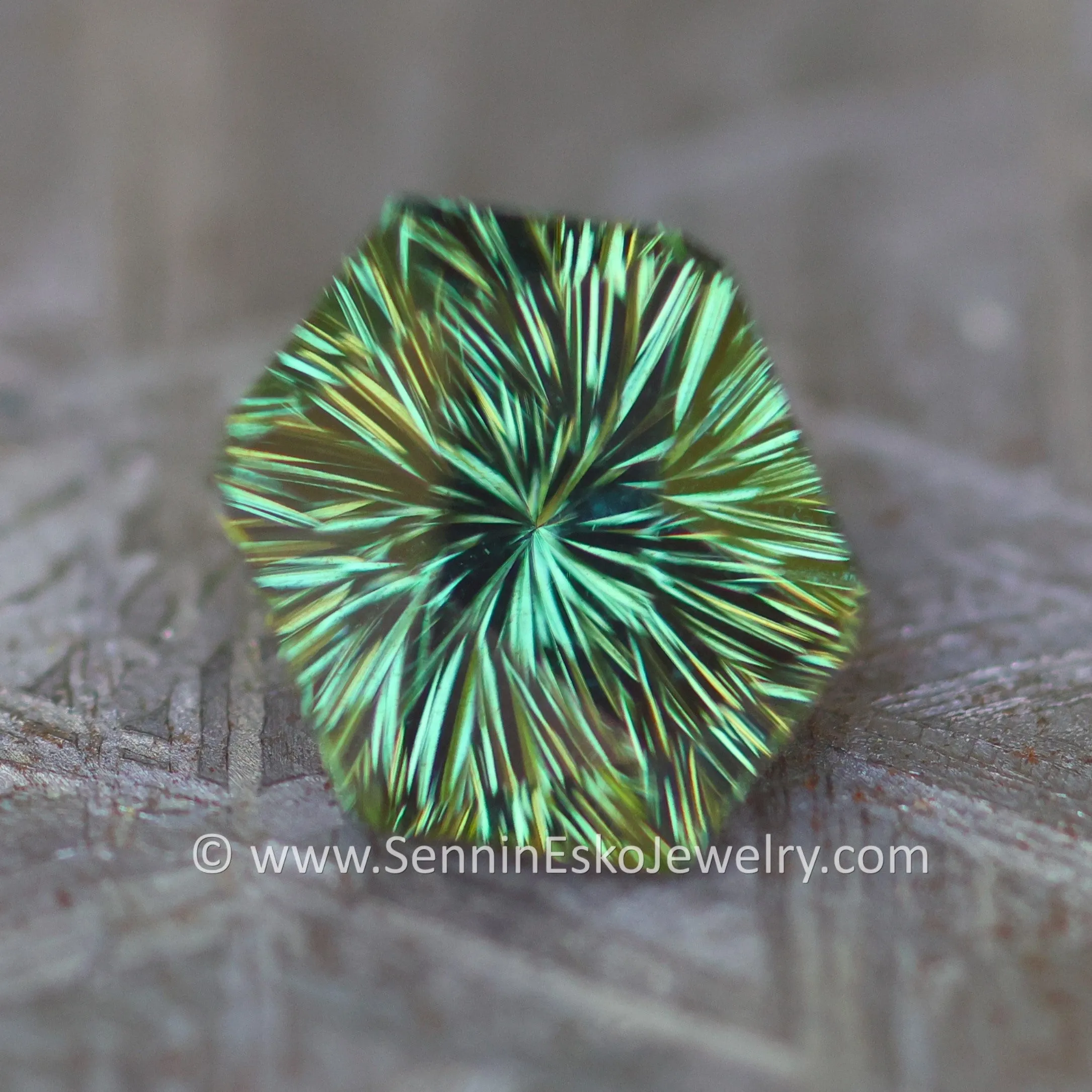 1.35 Carat Forest Green Sapphire Hexagon - 7.2x5.6mm, Fantasy Cut