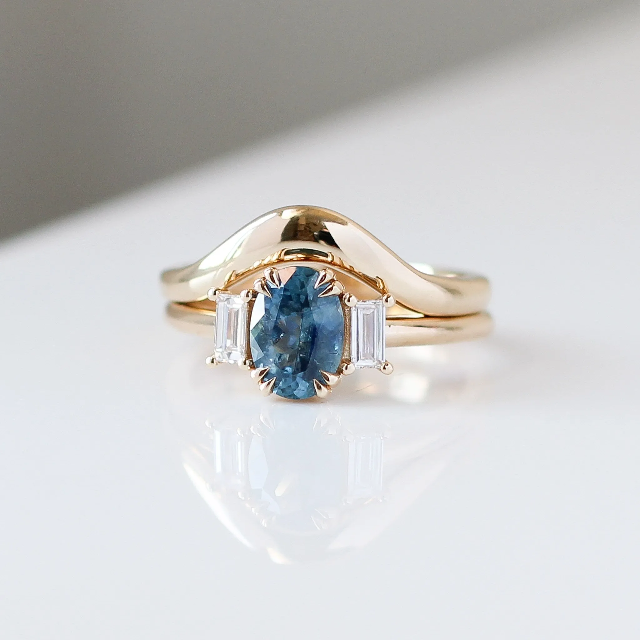 1.38ct Trilogy Oval Blue Sapphire Ring