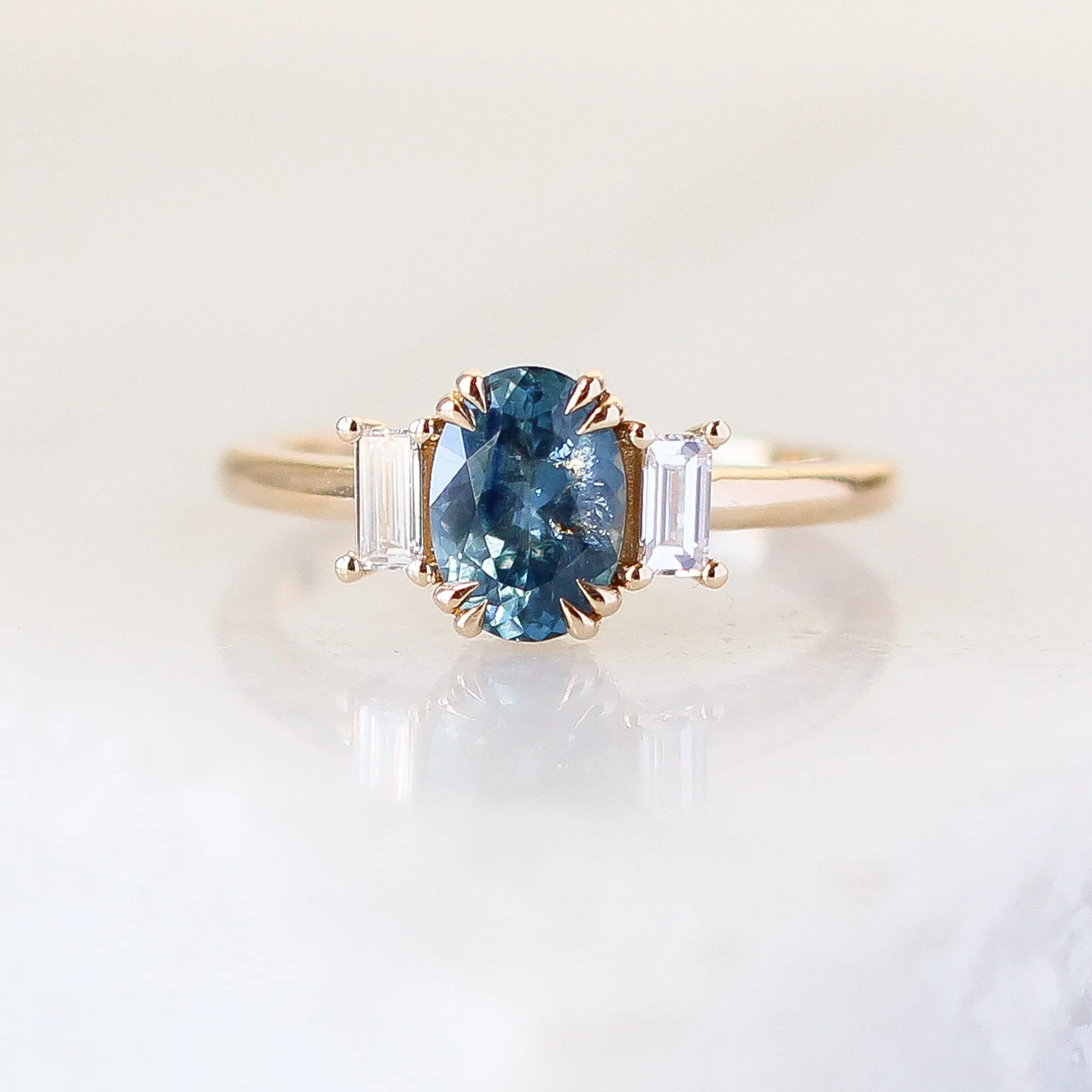 1.38ct Trilogy Oval Blue Sapphire Ring