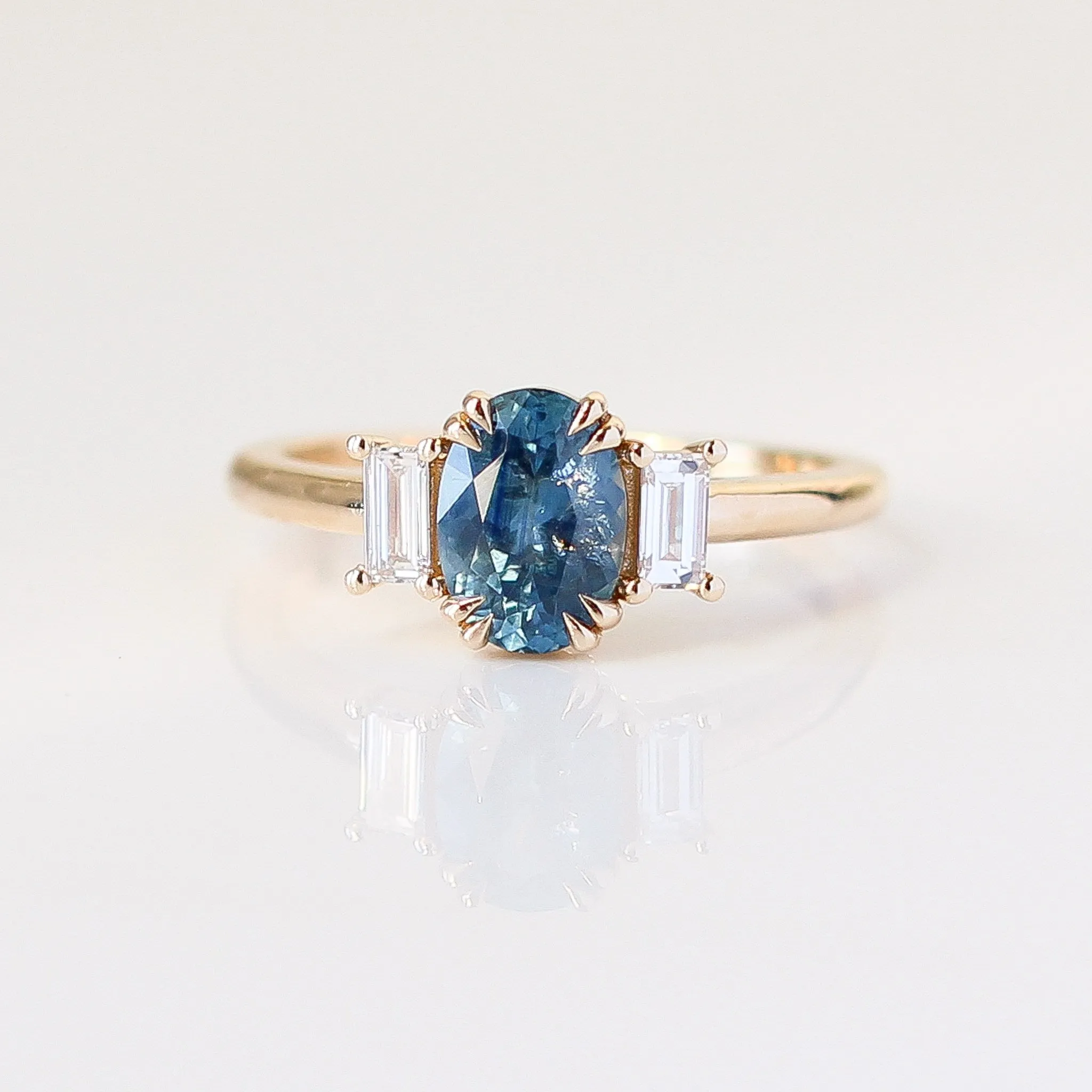 1.38ct Trilogy Oval Blue Sapphire Ring