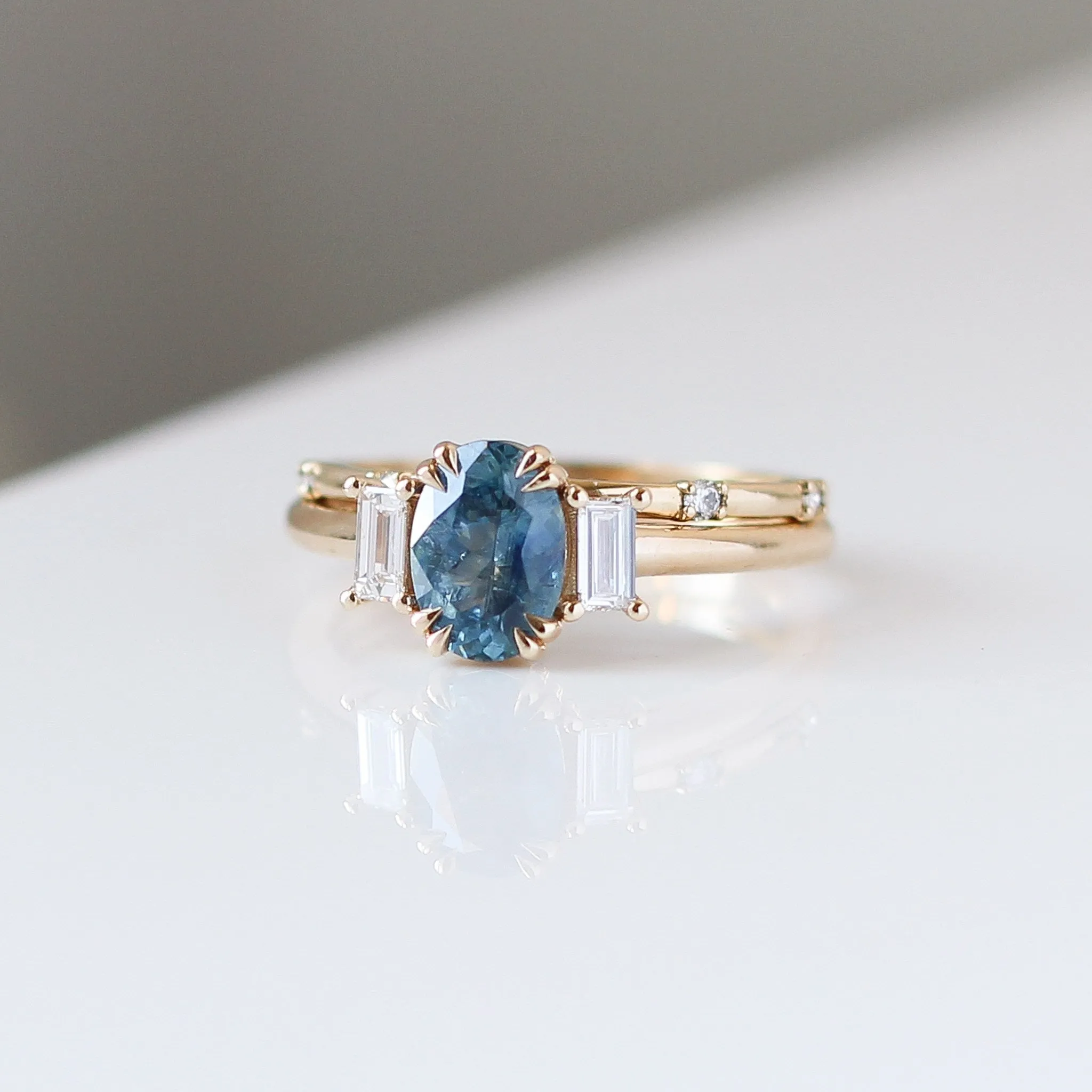 1.38ct Trilogy Oval Blue Sapphire Ring