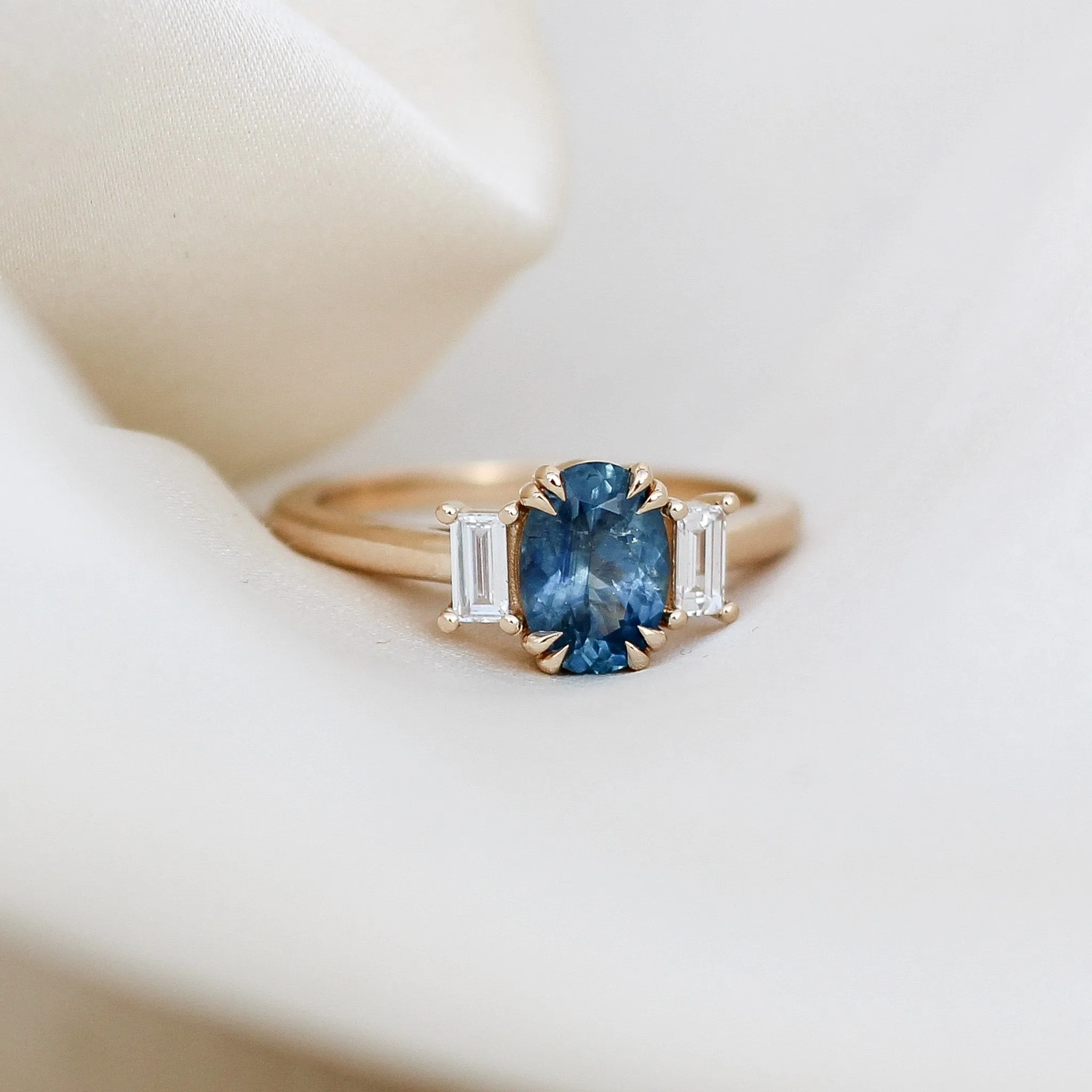 1.38ct Trilogy Oval Blue Sapphire Ring