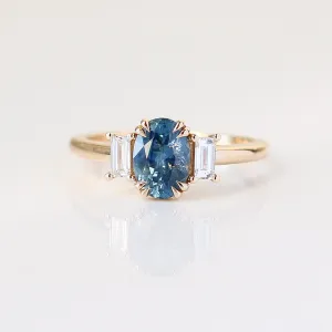 1.38ct Trilogy Oval Blue Sapphire Ring