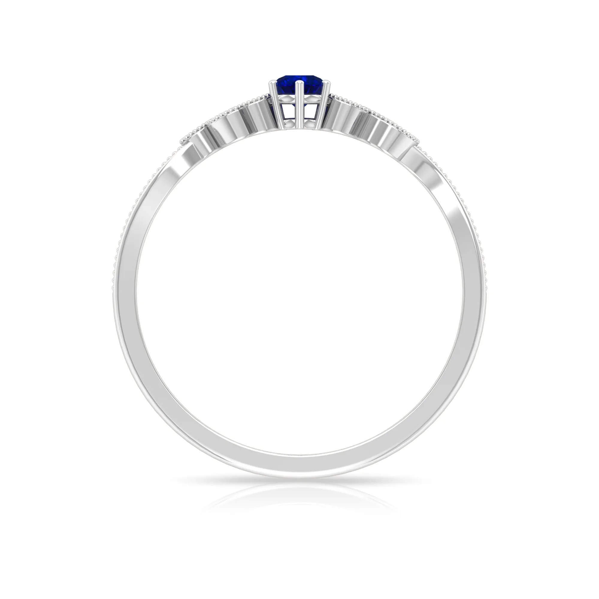 1/4 CT Blue Sapphire and Diamond Leaf Branch Promise Ring