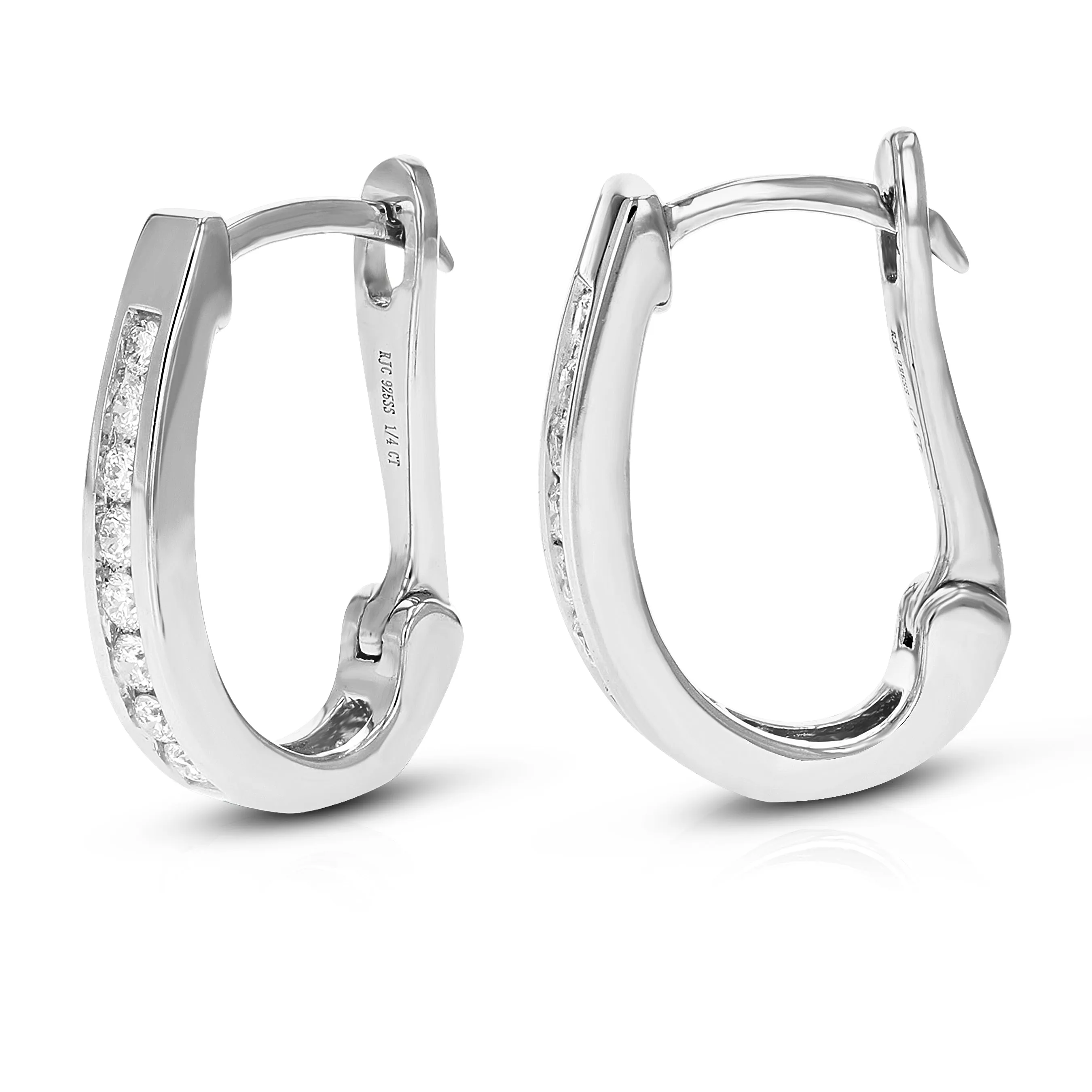 1/4 cttw Lab Grown Channel Diamond Hoop Earrings Sterling Silver