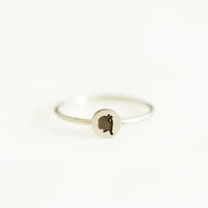 14K Engraved Silhouette Dot Ring