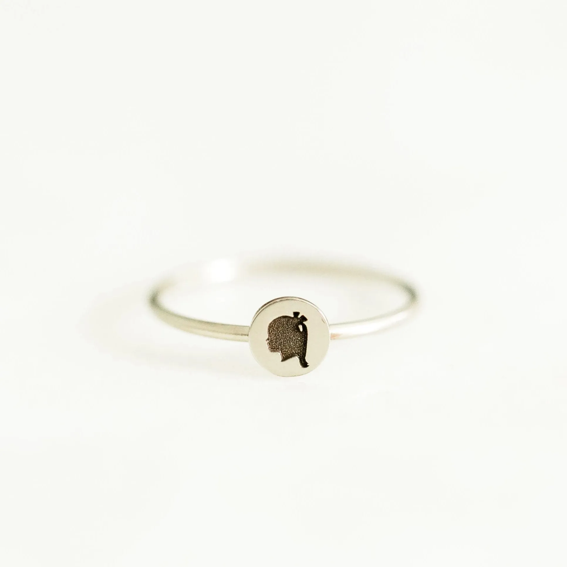 14K Engraved Silhouette Dot Ring