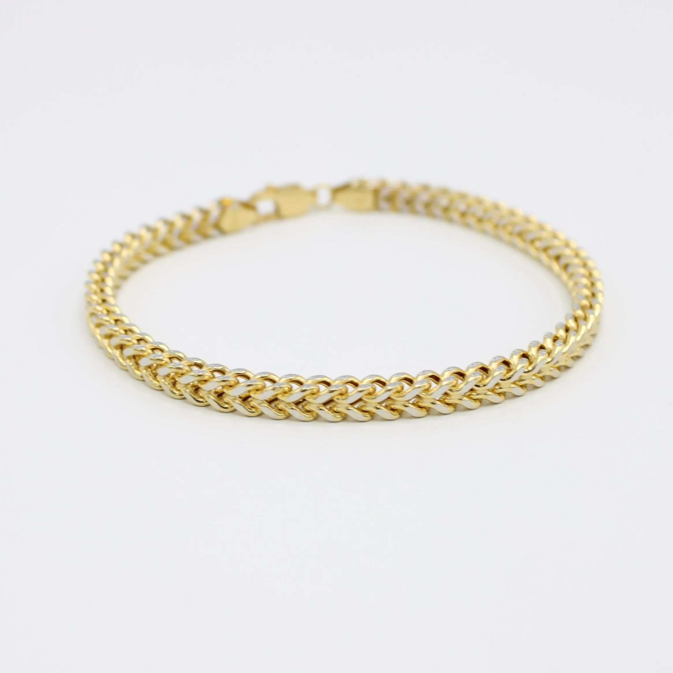 14K Franco Bracelet two Tones Yellow Gold