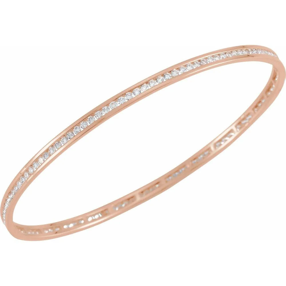 14K Gold 1 1/2 CTW Natural Diamond Stackable Bangle 8" Bracelet