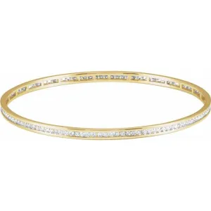 14K Gold 1 1/2 CTW Natural Diamond Stackable Bangle 8" Bracelet