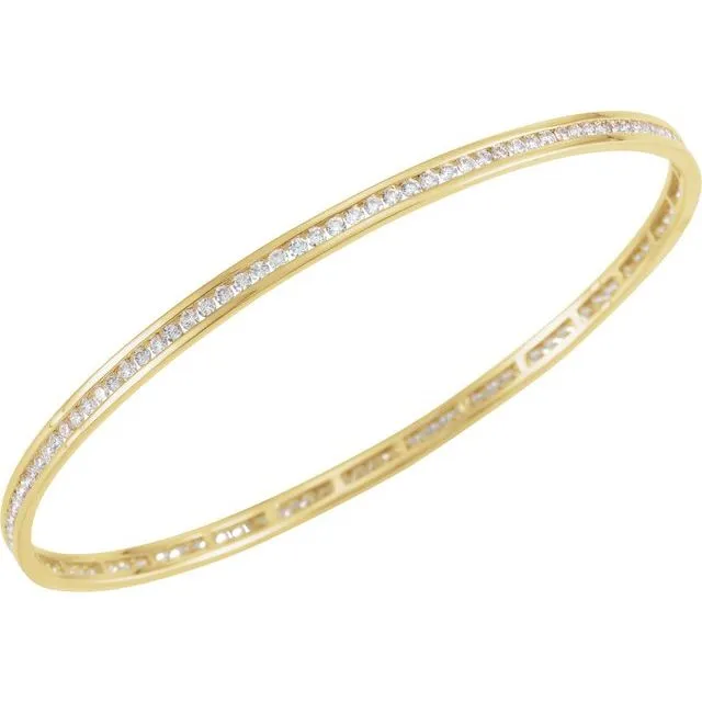 14K Gold 1 1/2 CTW Natural Diamond Stackable Bangle 8" Bracelet