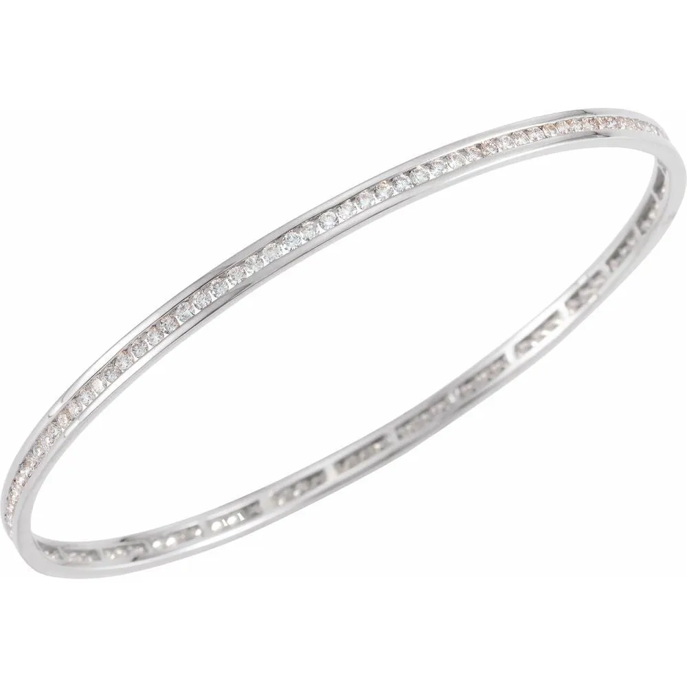 14K Gold 1 1/2 CTW Natural Diamond Stackable Bangle 8" Bracelet