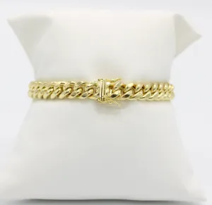 14K Semi-Solid Cuban Bracelet Yellow Gold // 8.6mm - 8.5 in //