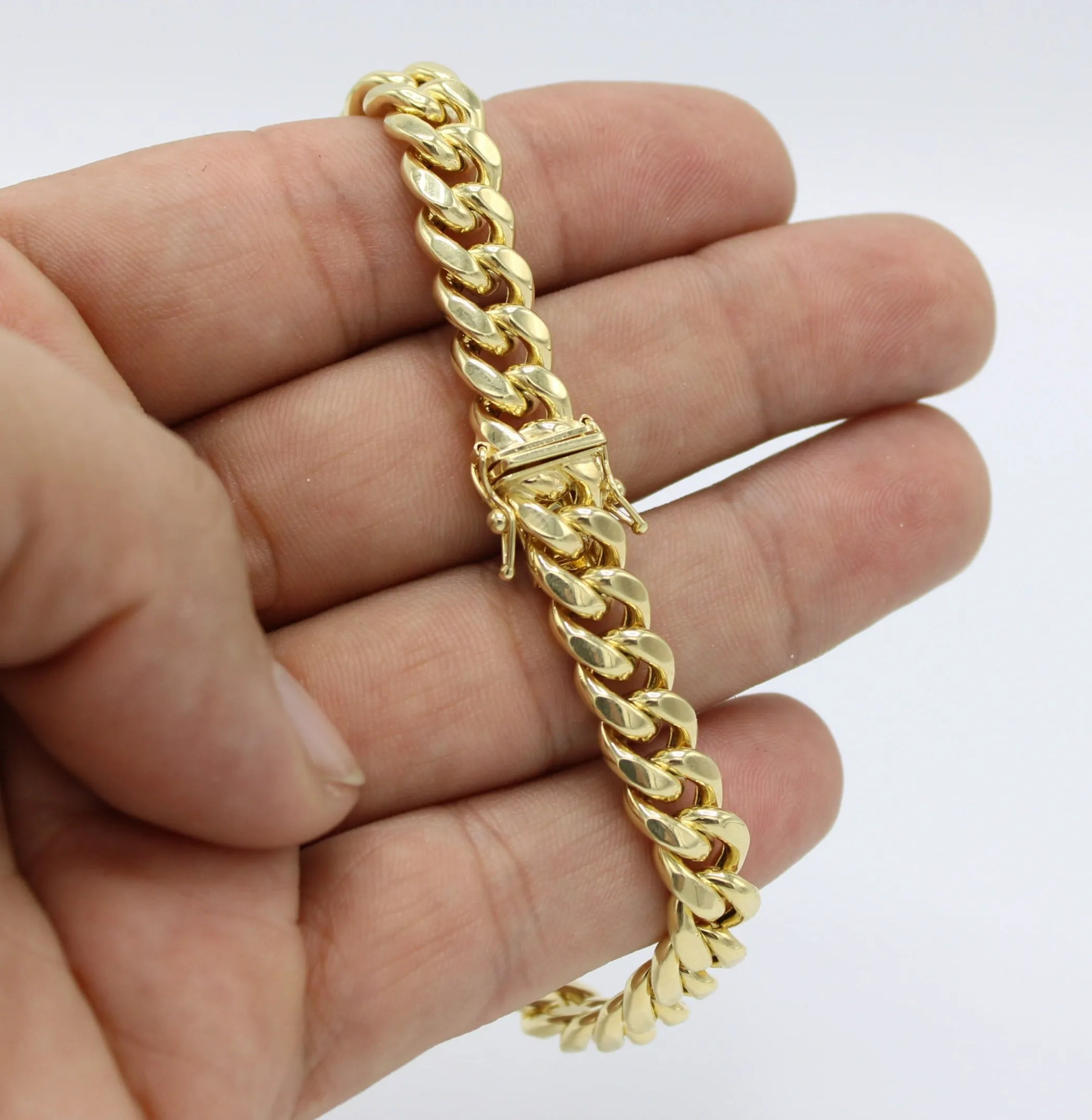 14K Semi-Solid Cuban Bracelet Yellow Gold // 8.6mm - 8.5 in //