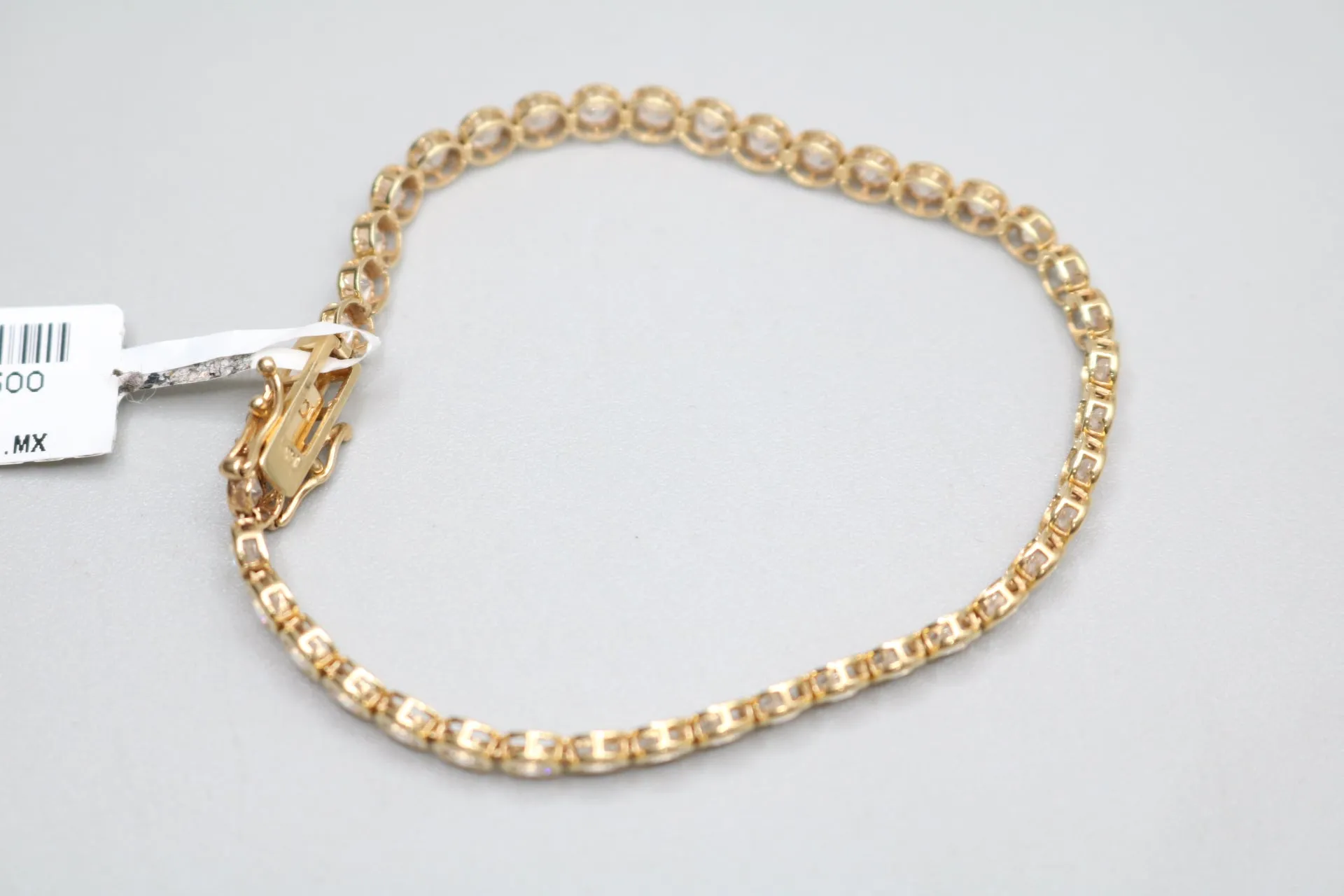 14k Yellow Gold Fancy Bracelet w/Clear Stones (Length 7")