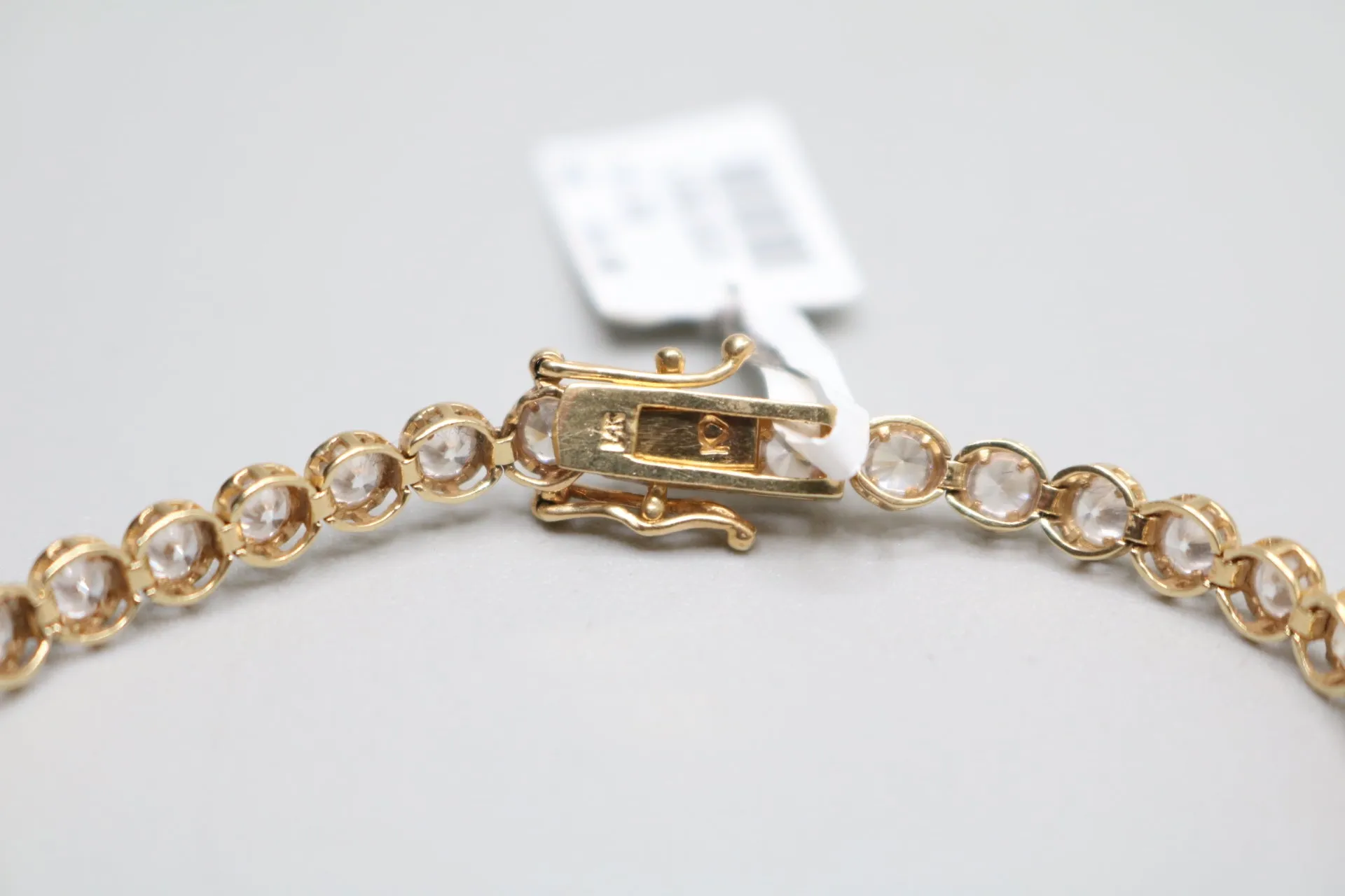 14k Yellow Gold Fancy Bracelet w/Clear Stones (Length 7")