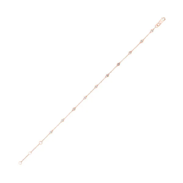 14KT Pink Gold & Diamond Diamonds By The Yard Bracelet & Necklace Bracelet  - 1/4 ctw