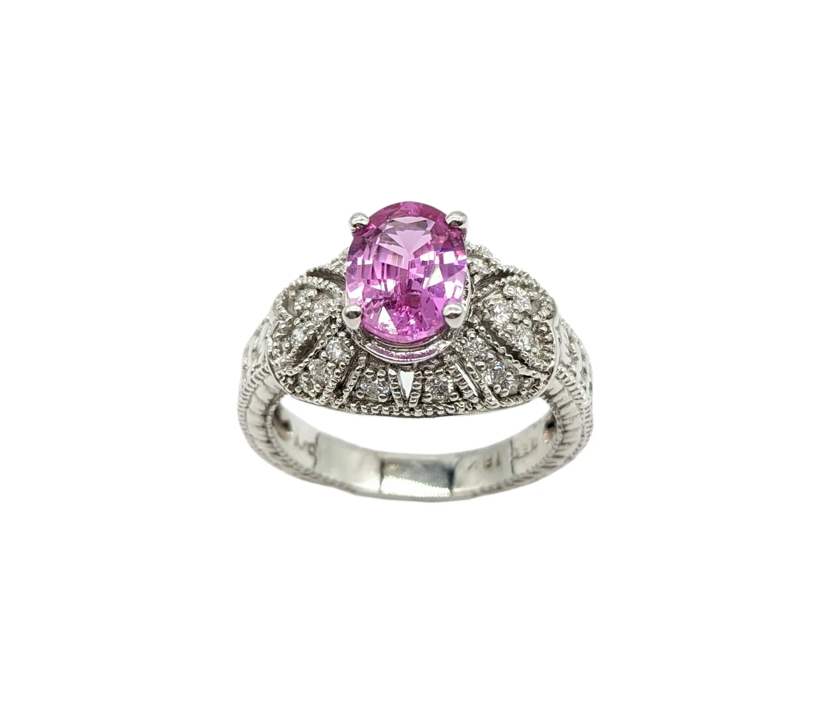 1.50 Carat Total Weight Pink Sapphire and Diamond Ring