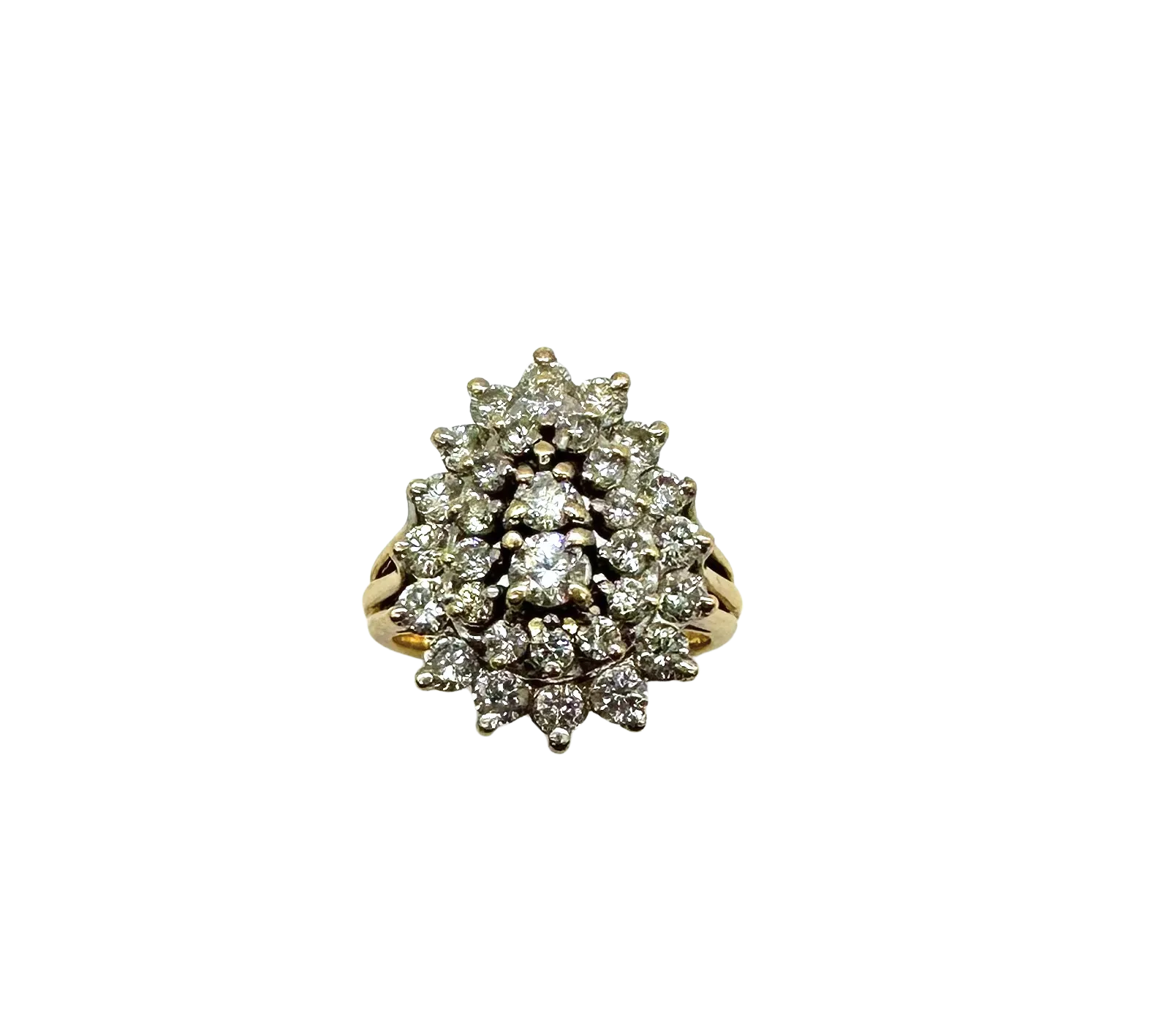 1.50 ctw Pear Shaped Cluster Diamond Ring