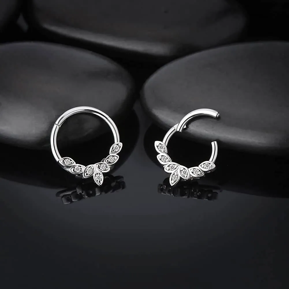 16G Daith Earrings Hoop Cluster CZ Clicker Helix Ear Piercing