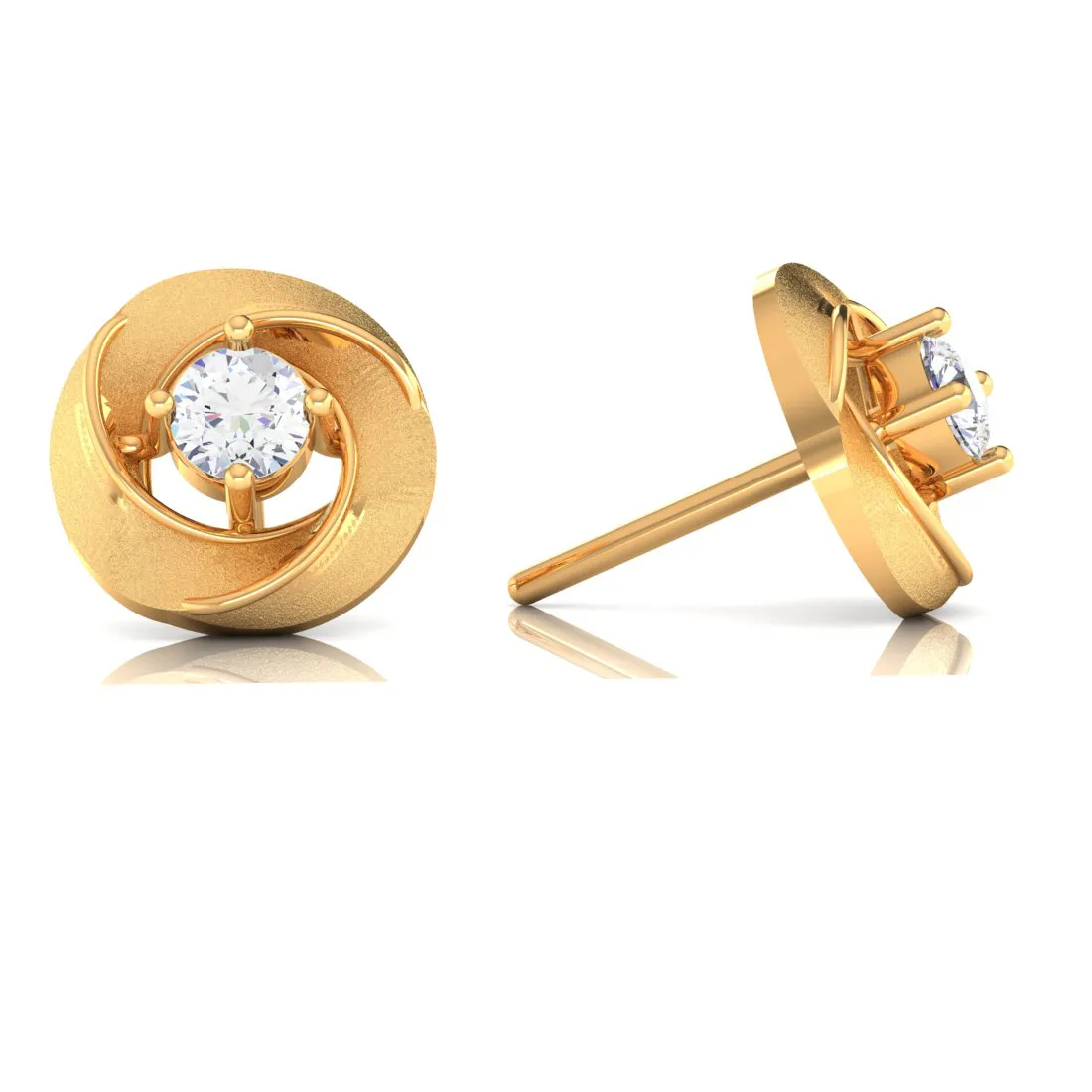 18k Flower Shape 18k Diamond Gold Earrings