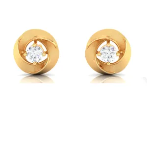 18k Flower Shape 18k Diamond Gold Earrings