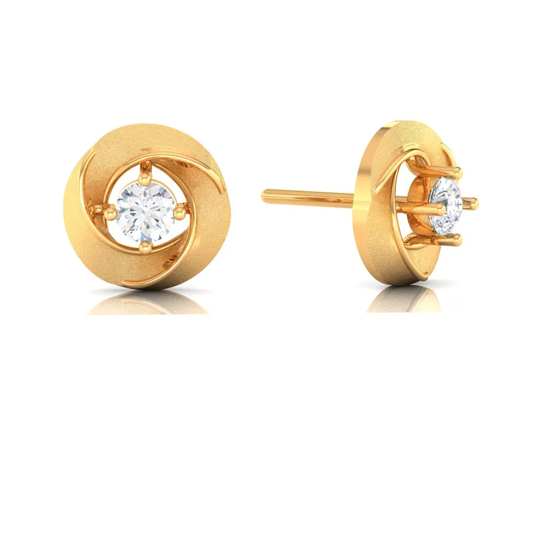 18k Flower Shape 18k Diamond Gold Earrings