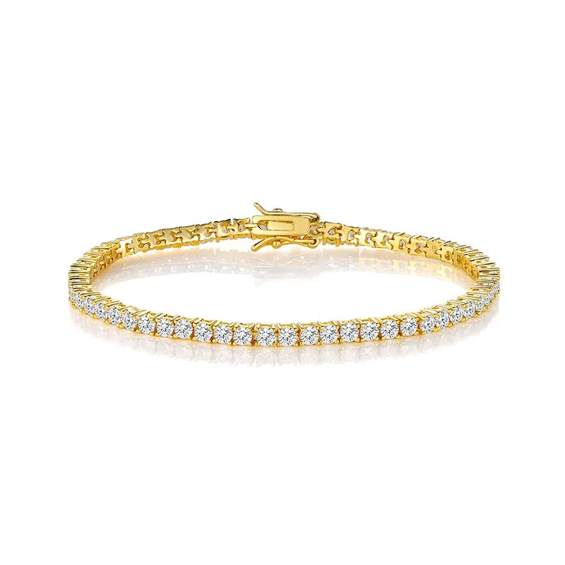 18K Gold Plated Cubic Zirconia Classic Tennis Bracelet