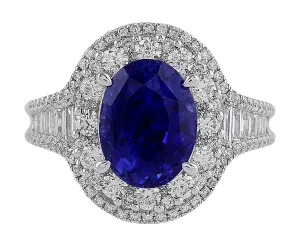 18k White Gold 4.20ct Sapphire Diamond Ring