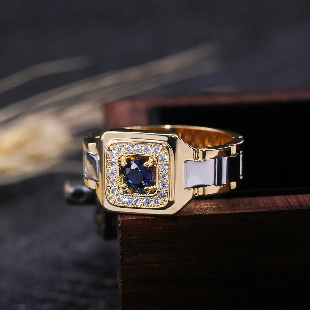 18K Yellow and Rose Gold 1 Carat Sapphire Diamond Ring