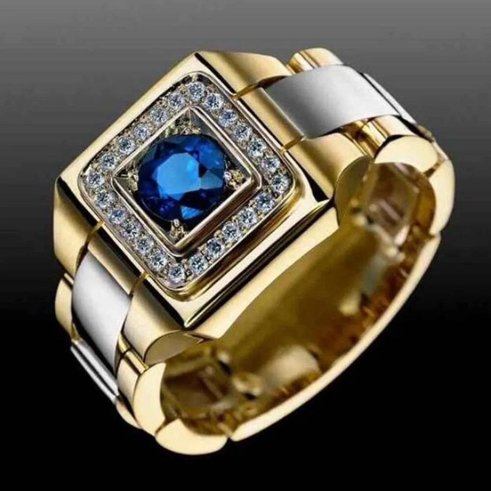 18K Yellow and Rose Gold 1 Carat Sapphire Diamond Ring