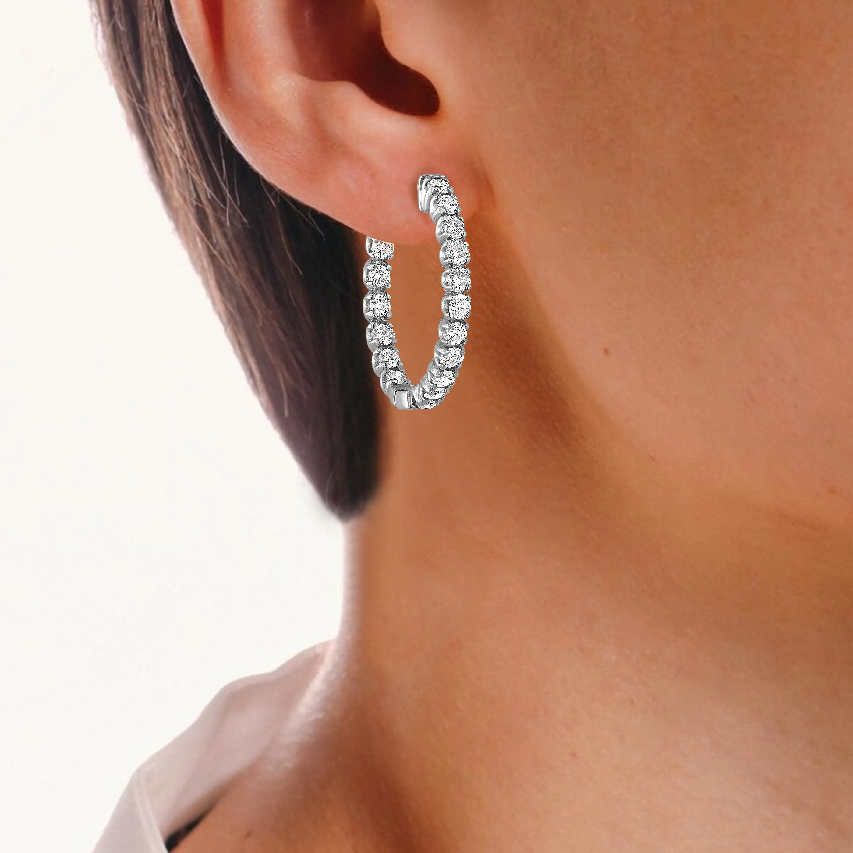 3 cttw Lab Grown Diamond Inside Out Hoop Earrings in 14K Gold