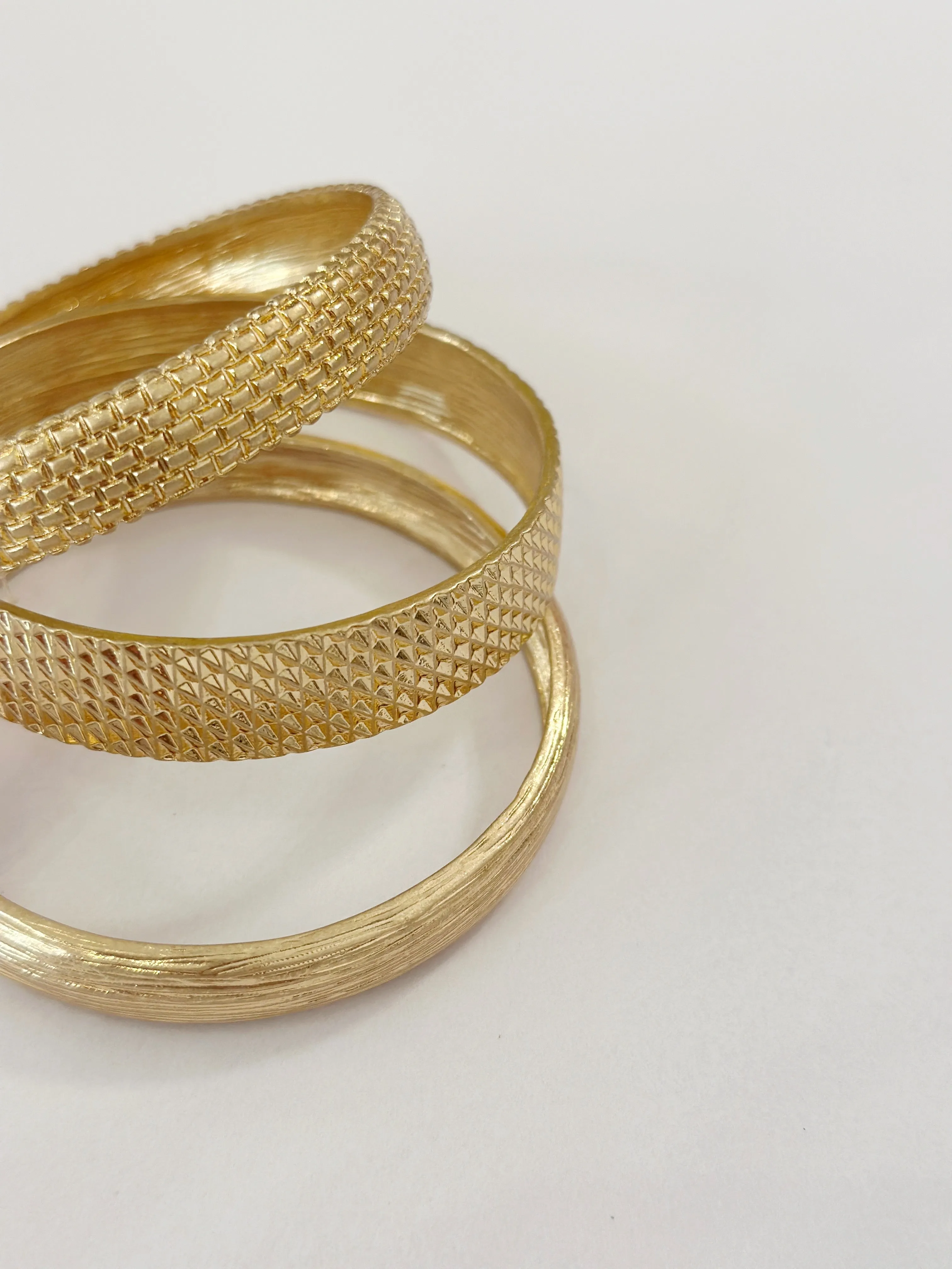 3 Row Textured Casting Bangle Bracelet