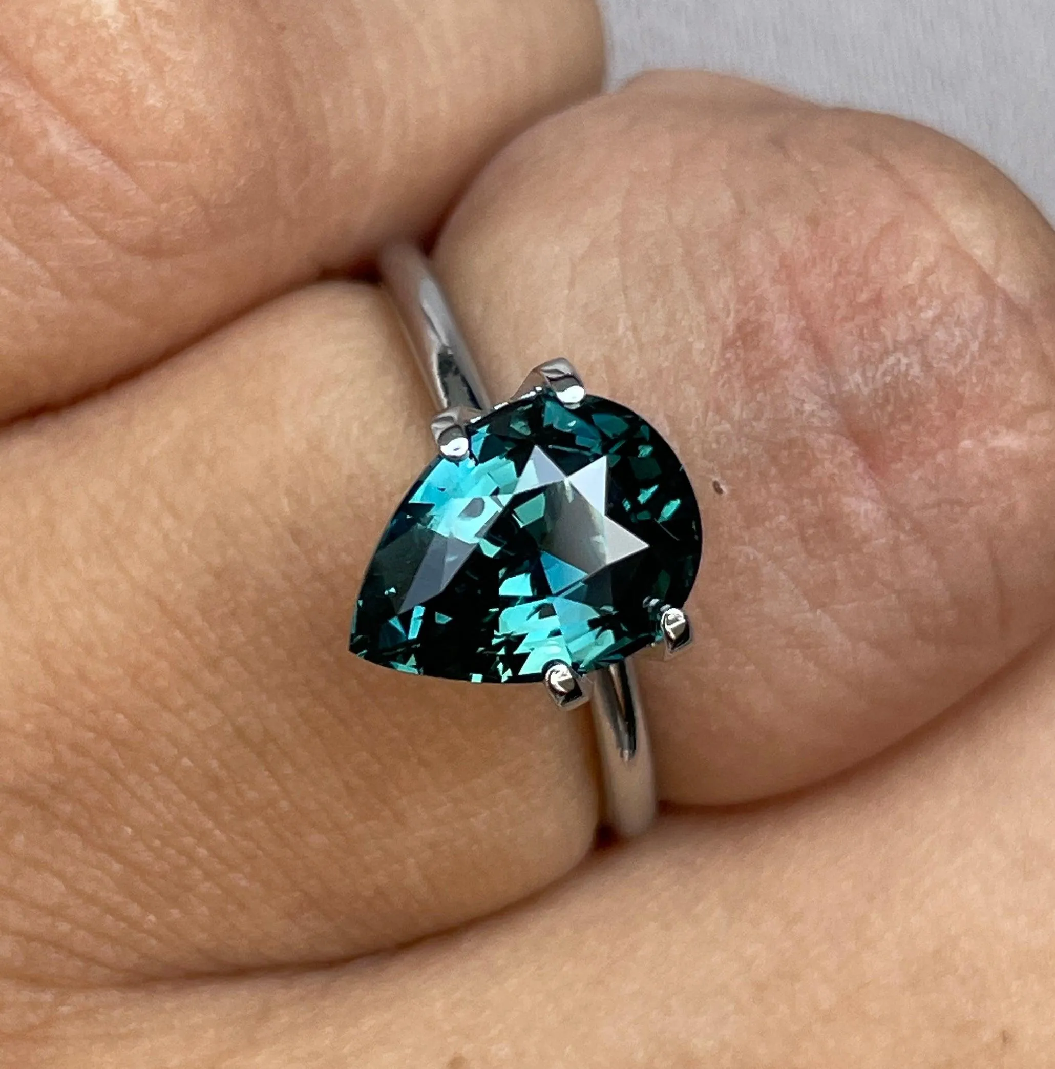 3.00 crt natural blue green sapphire| Teal sapphire ring | Pear engagement ring| Unset loose Sapphire | Rare Colour |custom ring | pear cut