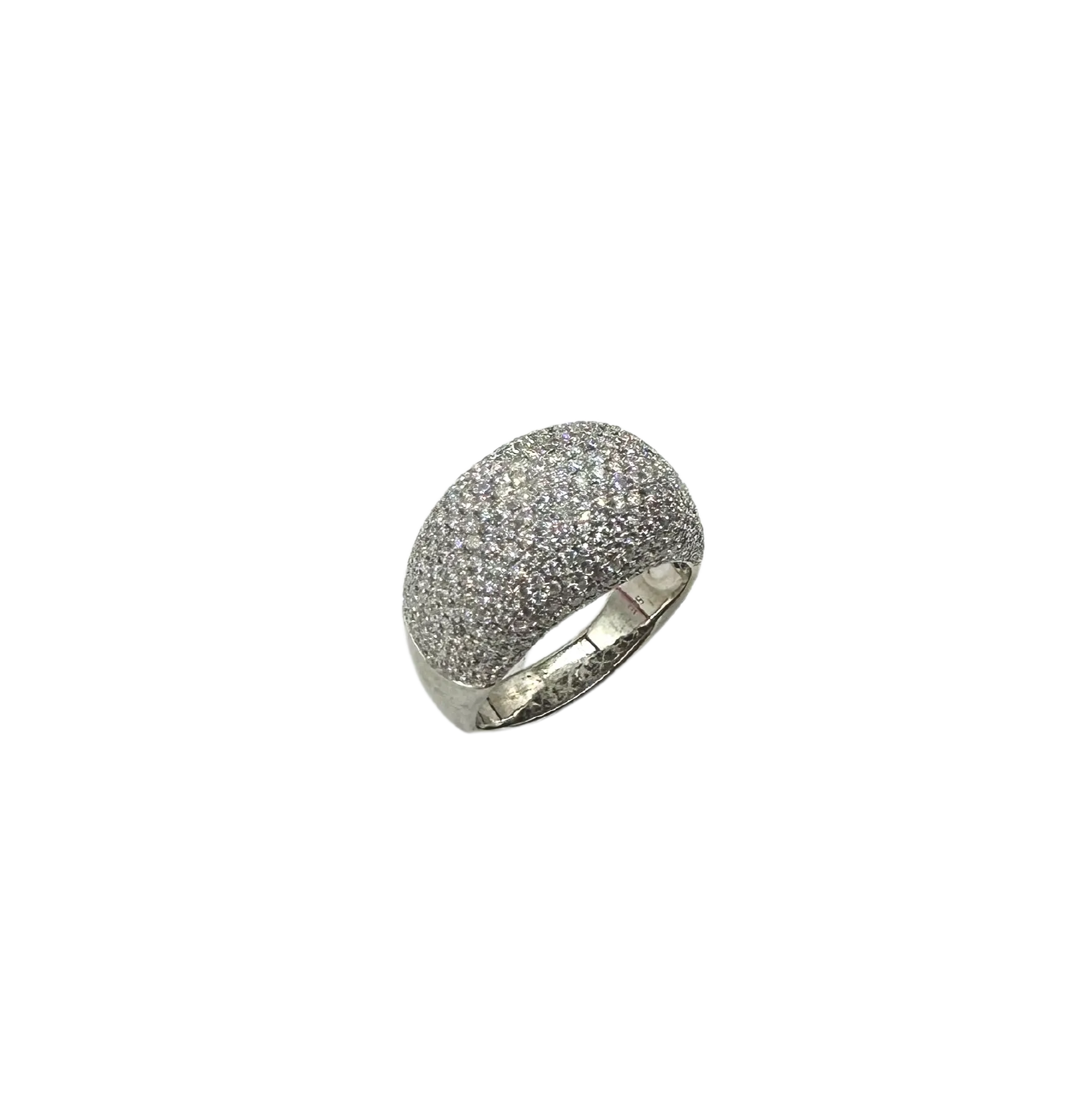 3.57 ctw Pave Diamond Dome Ring in 14k White Gold