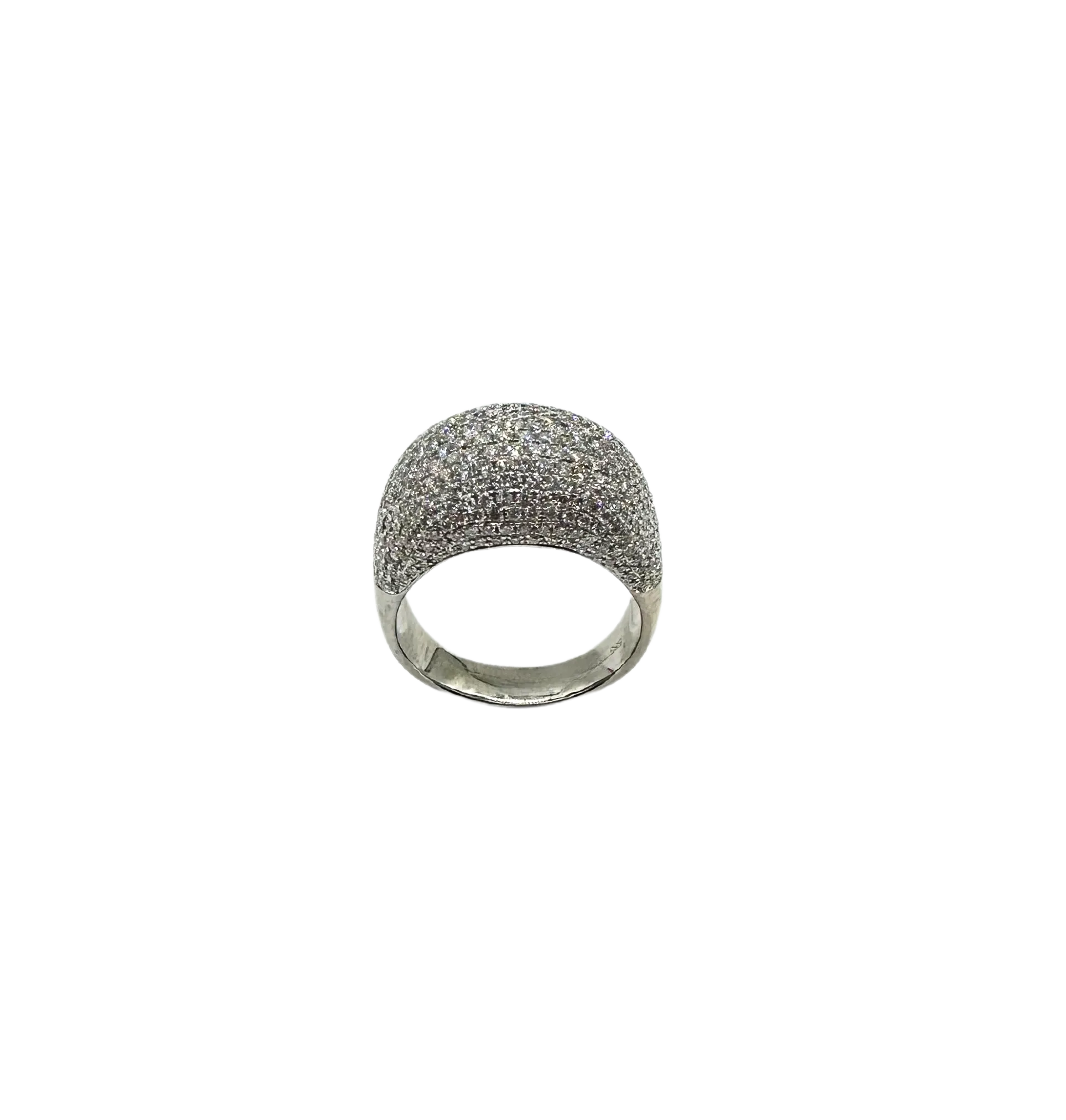 3.57 ctw Pave Diamond Dome Ring in 14k White Gold