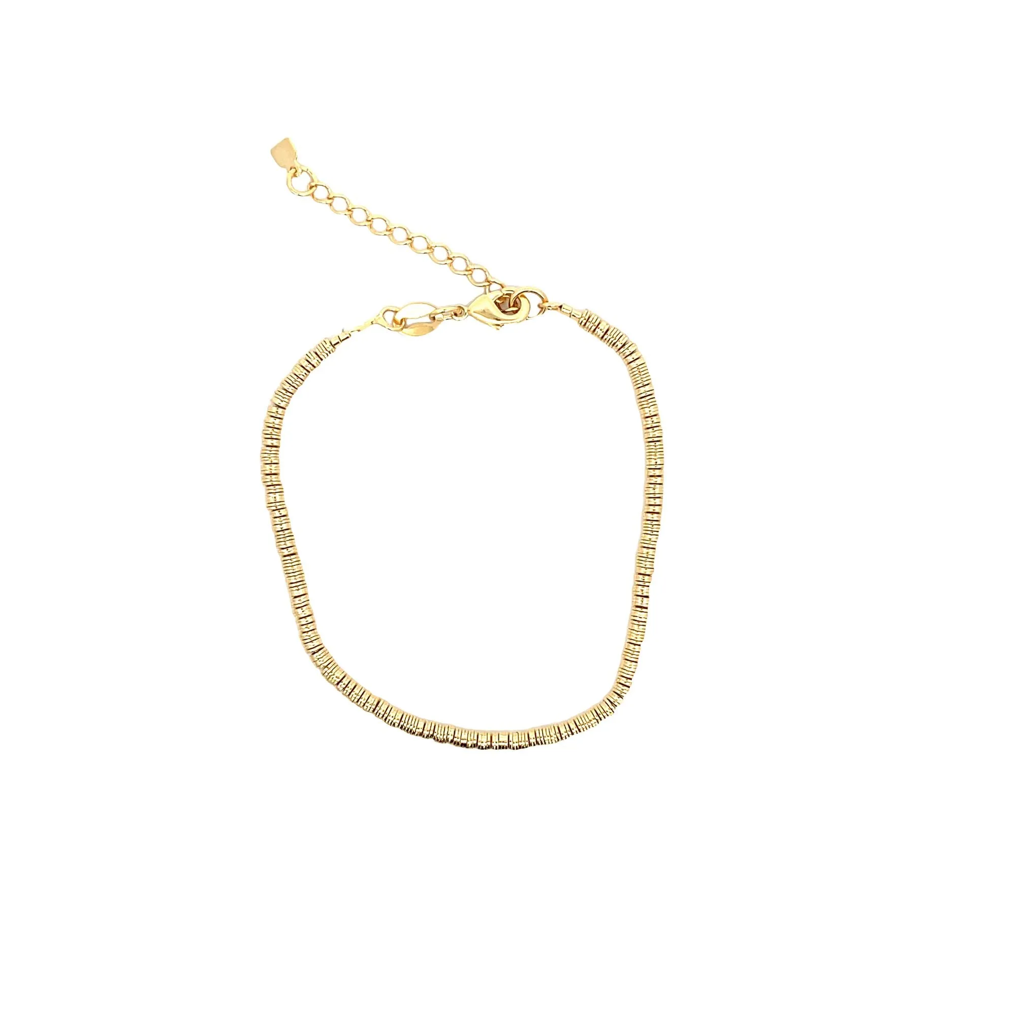 3mm Gold Flat Disc Bracelet (I591)