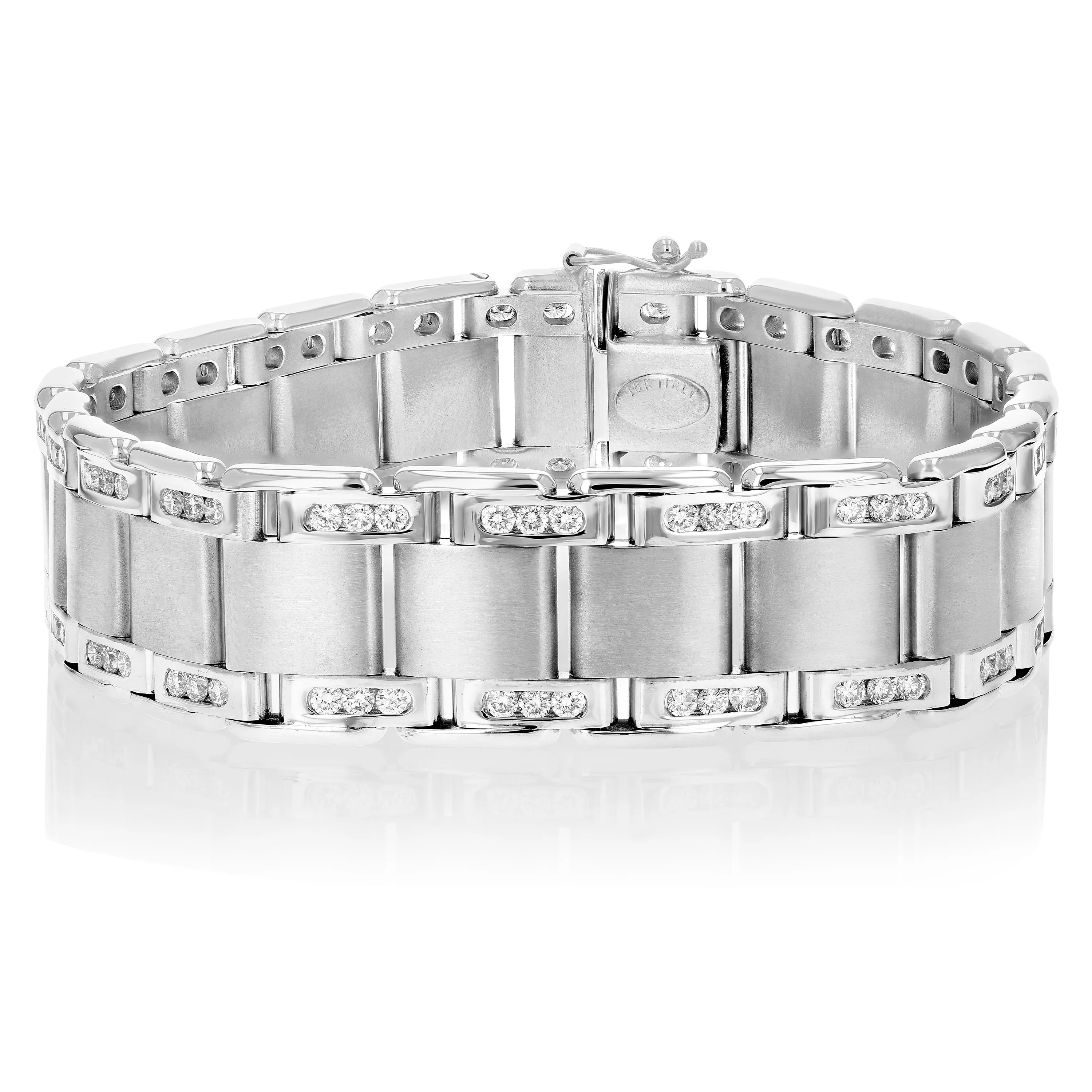 4 cttw Diamond Men's Railroad Tennis Bracelet in 18K White Gold