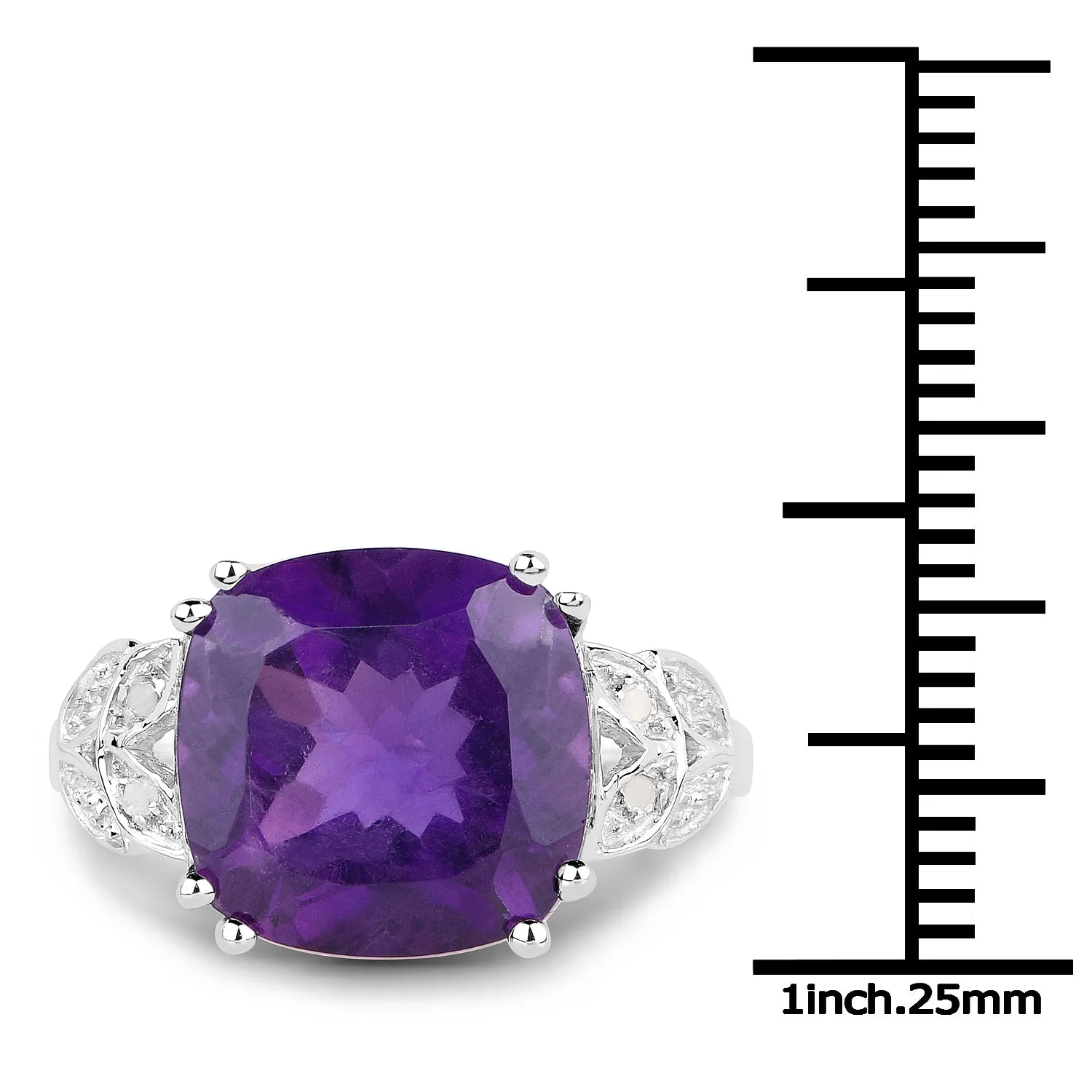 5.71 Carat Genuine Amethyst and White Topaz .925 Sterling Silver Ring