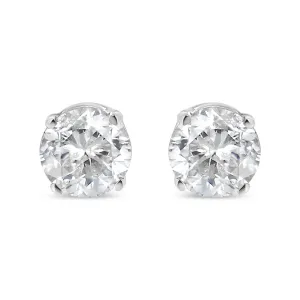 .925 Sterling Silver 5/8 Cttw Round Brilliant-Cut Near Colorless Diamond Classic 4-Prong Stud Earrings (H-I Color, I2-I3 Clarity)