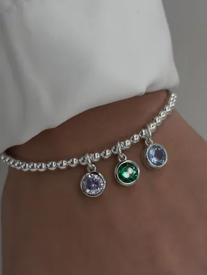 925 Sterling Silver Swarovski Birthstone Bracelets, Sterling Silver Stretch Bracelet, Birthstone Bracelet, Stacked Bracelets