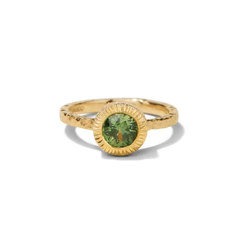 Aeon Ring, Green-Blue Sapphire, 14kt Yellow Gold