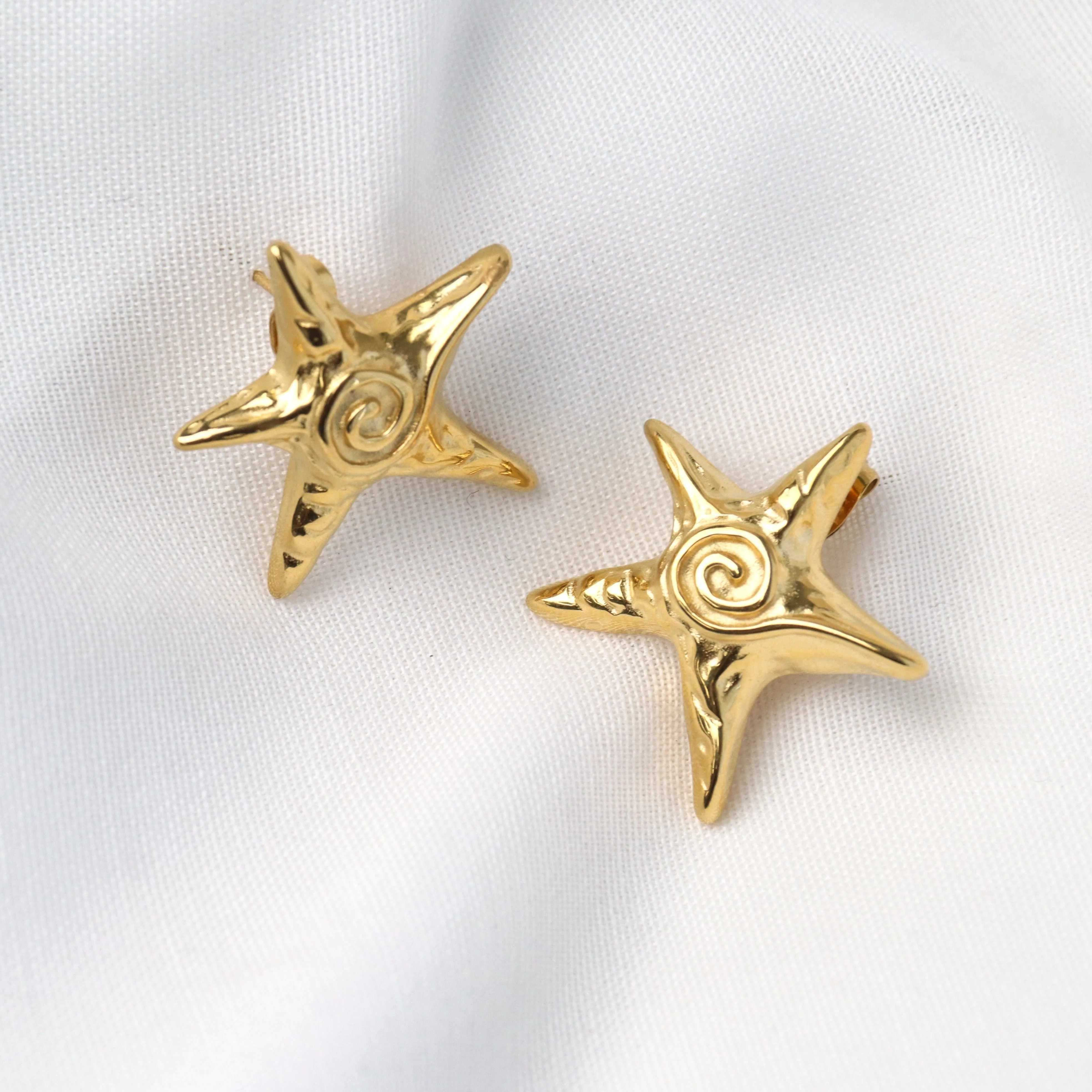 Astra | Statement Gold or Silver Star Statement Earrings