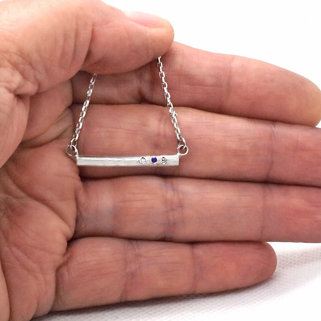 Balance Bar Sapphire & Diamonds Pendant